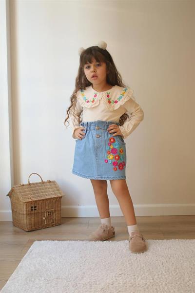 Kot Etek Bluz Takım Nakış Detaylı