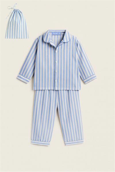 Laciel Paris Cizgili Pijama Takımı Mavi(Kese Hediyelidir)