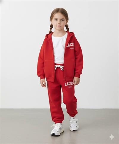 Laciel Paris Kapşonlu Fermuarlı Takım Kırmızı
