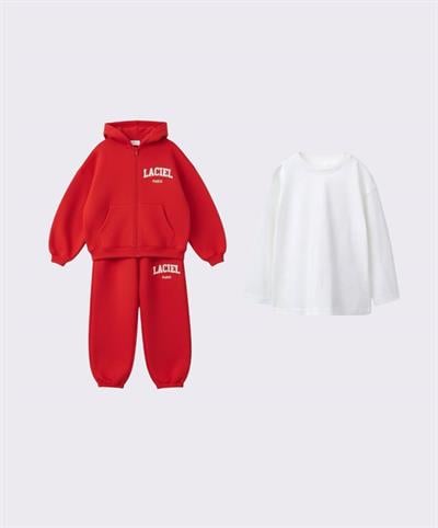 Laciel Paris Kapşonlu Fermuarlı Takım Kırmızı