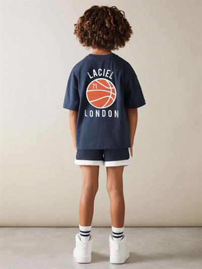 Lacivert London Baskılı Takım