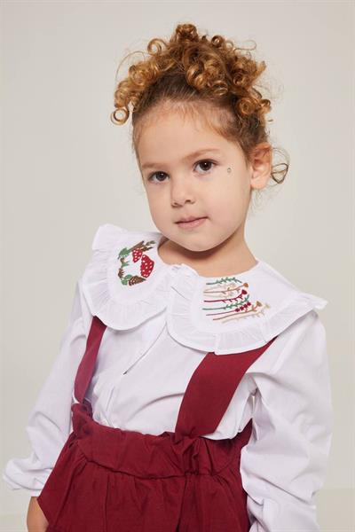 Mantar Nakışlı Bordo Salopet Takım