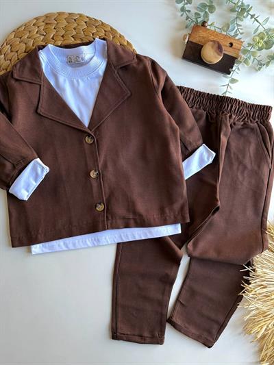 Muslin Kumaş İkili Takım Kahverengi