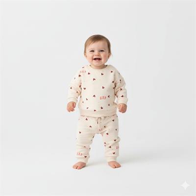Orjinal Marka Baby Takım Krem Kalpli