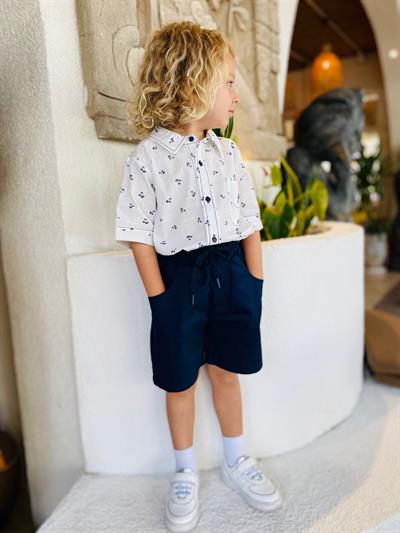 Palmiye Desenli Keten Gömlekli Dokuma Takım 