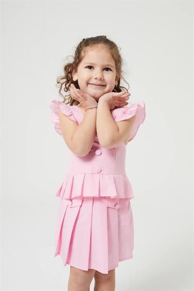 Pileli Etekli Pembe Takım(Toka Hediyelidir)