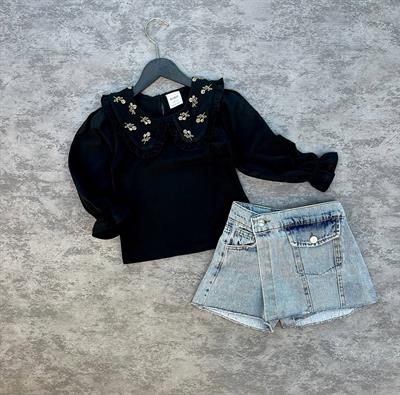 Şortlu Kot Etek Takım 