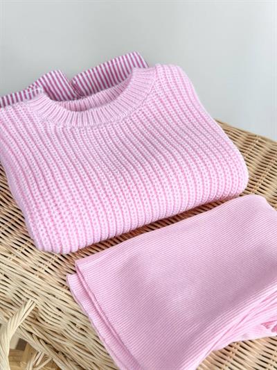 Triko Gömlekli Takım Pembe 