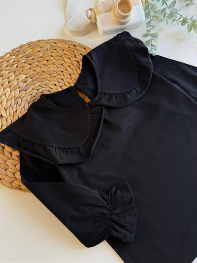 Uzun Kollu Bebe Yaka Tshırt Siyah