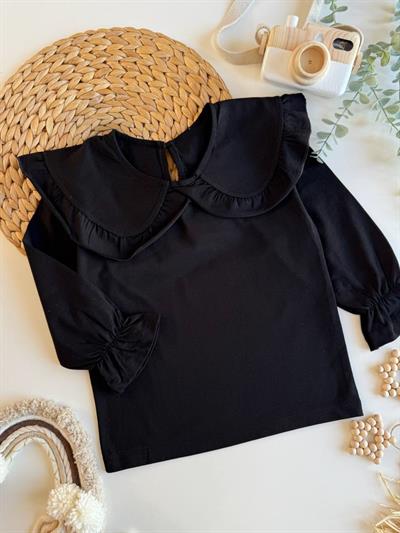 Uzun Kollu Bebe Yaka Tshırt Siyah