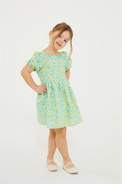 Yeşil Desenli  Elbise 