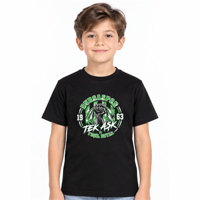 ÇOCUK YUMRUKLU TEKSAS T-SHIRT SİYAH  2026