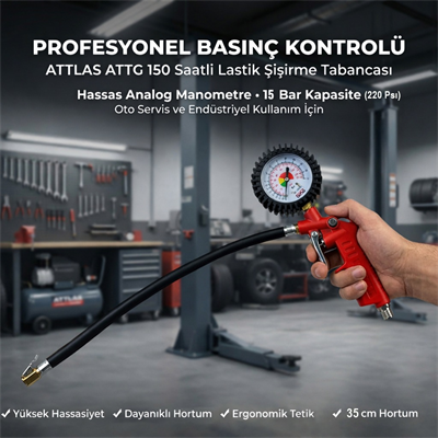 ATTLAS ATTG 150 Hava Saatli Lastik Şişirme Tabancası 0-220 Psı