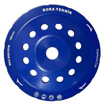 Bora Teknik Çift Sıra Elmas Çanak - Beton Taş Yüzey Silme Temizleme Diski 180 mm