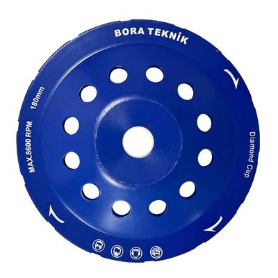 Bora Teknik Tek Sıra Elmas Çanak - Beton Taş Yüzey Silme Temizleme Diski 180 mm