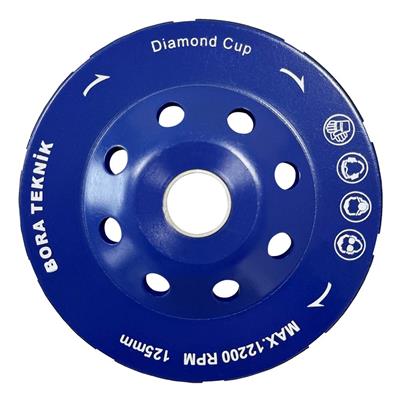 Bora Teknik Tek Sıra Turbo Elmas Çanak - Beton Taş Yüzey Silme Temizleme Diski 125 mm