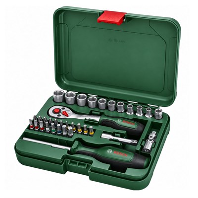 BOSCH 1/4 Altı Köşe Lokma Takımı ve Cırcırlı Tornavida Set 34 Parça