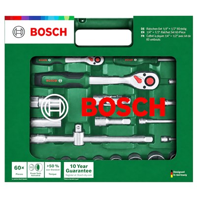 BOSCH 1/4 ve 1/2 Altı Köşe Lokma Takımı 60 Parça