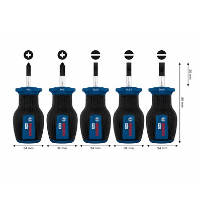 BOSCH Düz ve Yıldız Uçlu Topaç Tornavida Takımı Pro PZ/SL 5 Parça