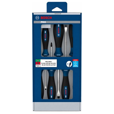 BOSCH Düz ve Yıldız Uçlu Tornavida Takımı Pro PZ/SL 6 Parça