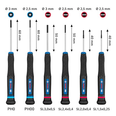 BOSCH Klemens Tornavida Takımı Hassas Pro PH/SL 6 Parça