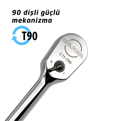 CETA FORM 3/8 Lokma Cırcır Kolu 90 Diş SAE 200 mm