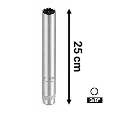 CETA FORM 3/8 On İki Köşe Buji Lokması 14 mm Uzun 25 Cm