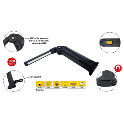 CETA FORM Katlanabilir Led Çalışma Lambası 1000 Lümen