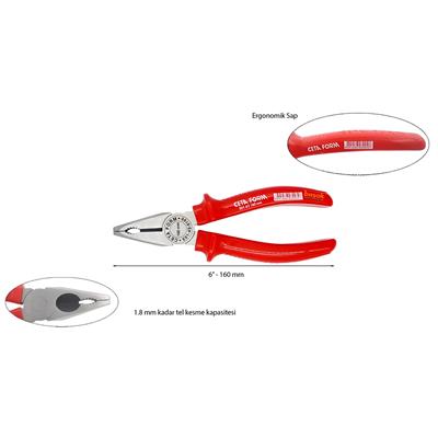 CETA FORM Kombine Pense Polişajlı UniGrip Sap 160 mm