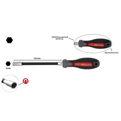 CETA FORM Lokma Uçlu Tornavida Bükülebilir C-Plus 6 x 150 mm