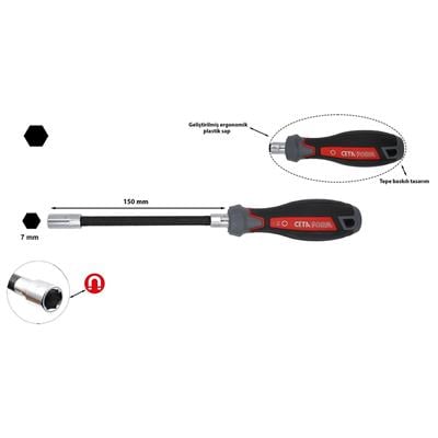 CETA FORM Lokma Uçlu Tornavida C-Plus Bükülebilir 7 x 150 mm