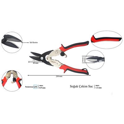 CETA FORM Mafsallı Sac Makası Sol Kesim 250 mm