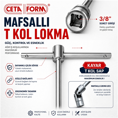 CETA FORM Mafsallı T Kol Lokma 7 mm