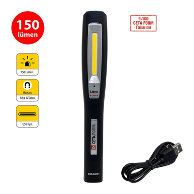 CETA FORM Mini Kompakt Şarjlı Led Çalışma Lambası 150 Lümen