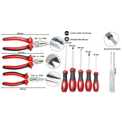 CETA FORM Pense Tornavida Seti Deri Çantalı PH 9 Parça