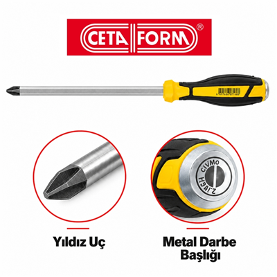 CETA FORM Yıldız Uçlu Darbeli Tornavida PH1 x 80 mm