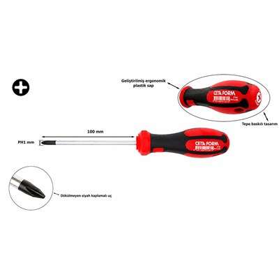 CETA FORM Yıldız Uçlu Tornavida C-Plus PH1 x 100 mm