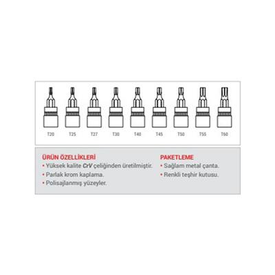 DHT 1/2 Torx Uçlu Lokma Takımı 9 Parça