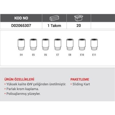 DHT 1/4 Star Torx Uçlu Lokma Takımı 7 Parça
