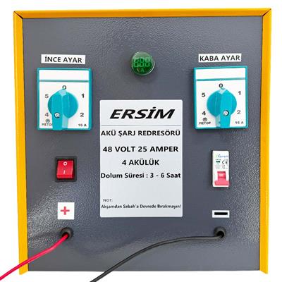 ERSIM Akü Şarj Cihazı 48 V 25 Amper 4 Akülük