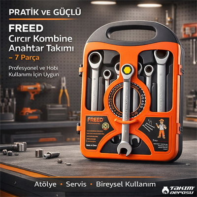 FREED Cırcır Kombine Anahtar Takımı 7 Parça
