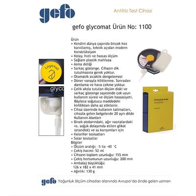 GEFO 1100 Glycomat Antifiriz Bomesi Ölçme Cihaz