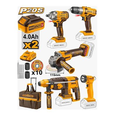 INGCO CKLI2019 Akülü Kombo 5Li Set (30 Parça Alet Seti Hediyeli)