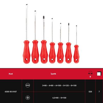 IZELTAS Düz ve Yıldız Uçlu Tornavida Takımı Opak Seri 7 Parça