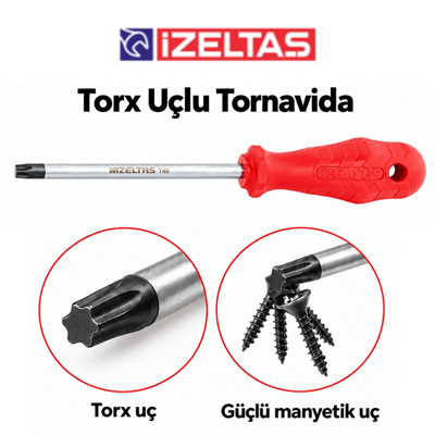 IZELTAS T15 Torx Uçlu Tornavida 80 mm