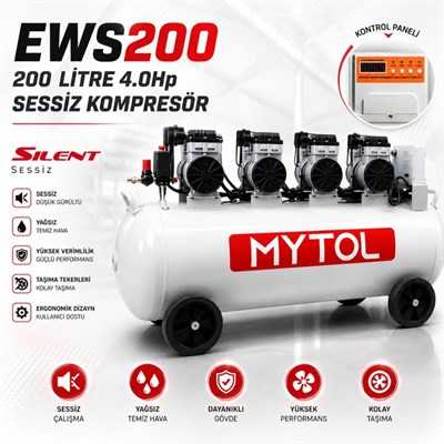 MYTOL 200 LT Sessiz Hava Kompresörü 4 HP - EWS200