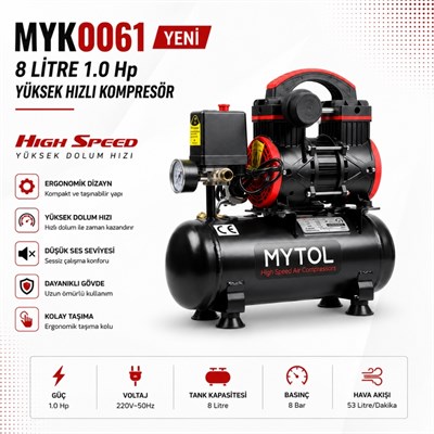 MYTOL 8 LT Hava Komprosörü Yüksek Hızlı 1.0 HP - MYK0061