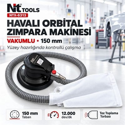 NT TOOLS Havalı Orbital Zımpara Makinesi Vakumlu 150 mm