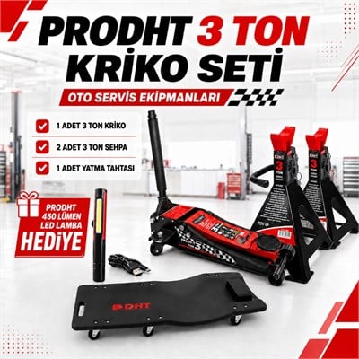 PRODHT 3 Ton Kriko, Araç Altı Sehpa ve Yatma Tahtası Seti