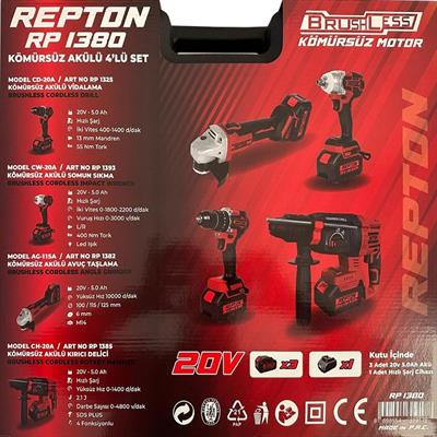 REPTON RP-1380 Akülü Kombo 4Lü Set Kömürsüz 20V 5 Ah